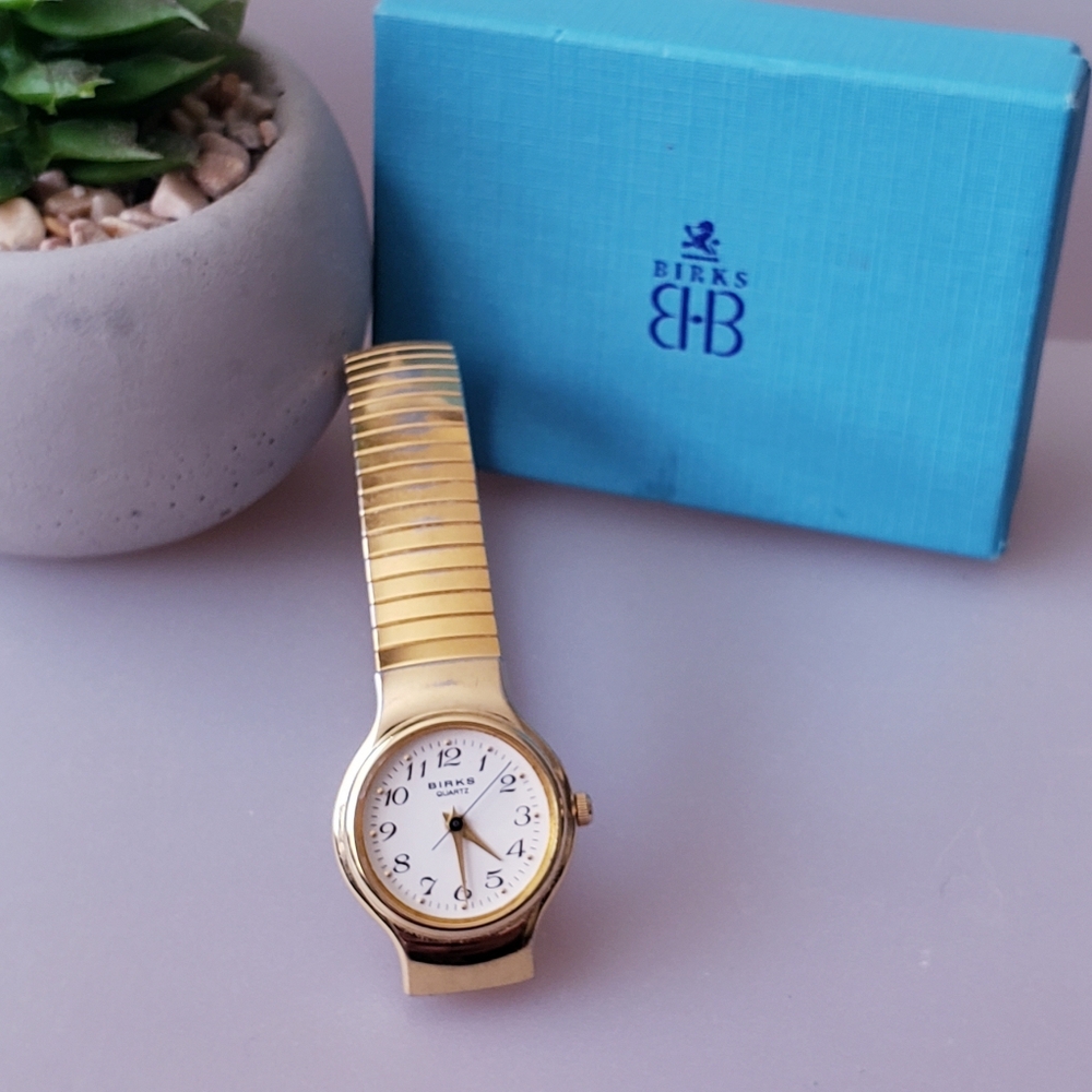 Vintage BIRKS Accordion Band Ladies Watch - Goldtone K73X738